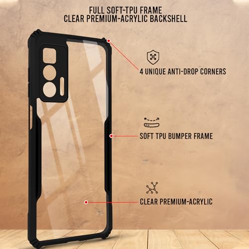 Image of Jkobi Back Cover Case for Motorola Edge 20 Pro (Shockproof with Polycarbonate Clear Panel | Professional Black)