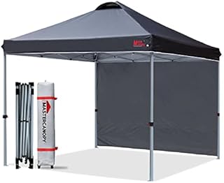 MasterCanopy Durable Ez Pop-up Gazebo Tent with 1 Sidewall(3X3M,Dark Grey)