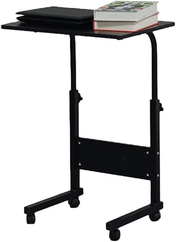 Miniatura 5 de Kcelarec Mesa auxiliar vintage en forma de C con ruedas para sofá, portátil, tableta, café, aperitivos (23.6 pulgadas, estilo 1, negro)