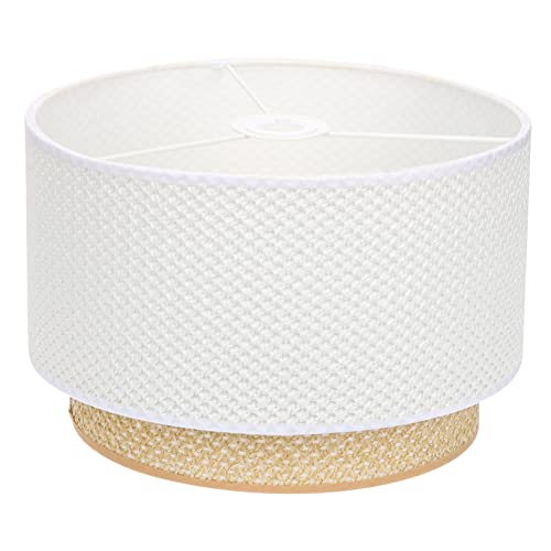 NUOBESTY Lampenschirm aus Stoff extra große Lampenschirme Weiden hängende Lampen Hängelampenschirm Leinen Lichtschirme für Hängeleuchten Kronleuchterlampenschirme Deckenschatten Rattan Weiß