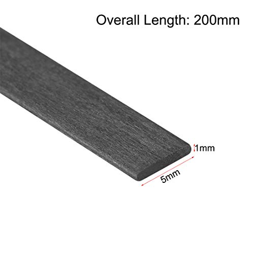 sourcing map 5Stk.Kohlefaserstreifen pultrudierter Stab 1mm Dicke x 5mm Breite x 200mm