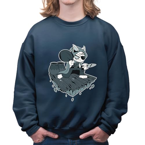 Unique Gift Idea for Cat Lovers Thief Cat Holding a Thief Cat Navy Muticolor Unisex Sweatshirt