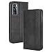 Produktbild FANFO® Hülle für vivo Y70 HandyHülle, Premium PU Leder Tasche Magnetverschlüsse Schutzhülle Flip Wallet Klapphülle Folio Book Style Case Cover, Schwarz