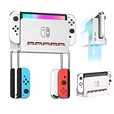 Wiilkac Wall Mount Bracket for Switch and Switch OLED, Wall Mount for Switch with 5 Game Cards Slots and 4 Joy Con Hooks, Easy to Install, Save Space, Quick Heat Dissipation (White)