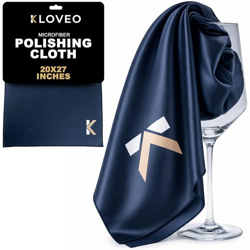 KLOVEO Polishing Cloth - Wine Glass Polishing Cloths - 20x27 Inch Large Size, Lint Free, Microfiber...