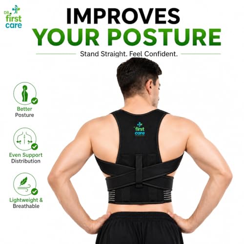 Image of Posture Corrector Belt for Men & Women | Back & Shoulder Support Brace for Pain Relief | Adjustable, Breathable Back Straightener | Wear Under Clothes | Universal Fit | Made in India | 1 Year Warranty