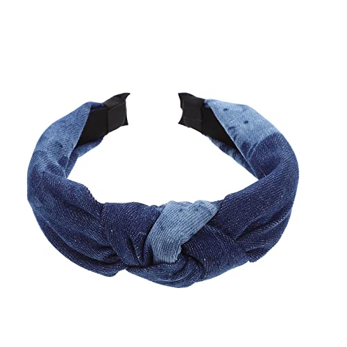 minkissy Blue Jeans Headbands Sports Headband Knot Girl Hairband Denim Knotted Headband Headband Knot Denim Headband Hair Accessory Wide Hair Womens Headbands Woman Knotted Headbands