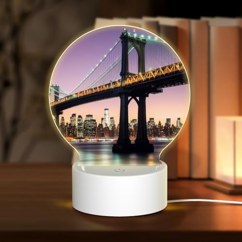 KLAMN New York WZ201 Lampe de chevet ronde en acrylique avec prise USB 3 couleurs à intensité variable
