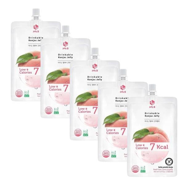 Jelly.B Gelatina da Bere Gusto Pesca – Snack Coreano Low Calories 3 Kcal – Jelly Drink alla Frutta – 5 x 150 ml
