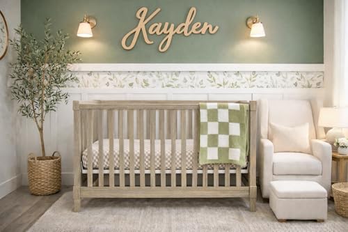 Image of L+L USA Checkered Baby Blanket 28 inchx40 inch - DreamSoft Knit Throw for Crib, Stroller or Car Seat - Soft Blanket /Newborn Nursery Gift Essential for Toddler, Infant, Kids, Boys & Girls (Sage Green /White)