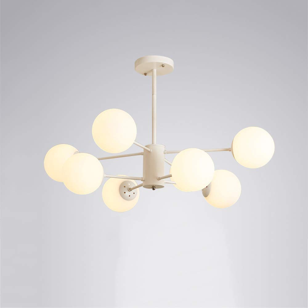 CZYLJLK Magic Bean Molecular,LED Sputnik Pendant Light Postmodern Nordic Creative Hanging Lamp Living Room Bedroom Restaurant Lamp,White+WarmLight-8Heads