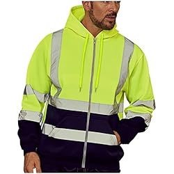 Chompas De Trabajo Para Hombres Chaqueta de trabajo para hombre, reflectante, chaqueta de advertencia, unisex, sudadera con capucha, con cremallera, bolsillo, chaqueta de seguridad, sudadera con capucha, amarillo, naranja, verde,