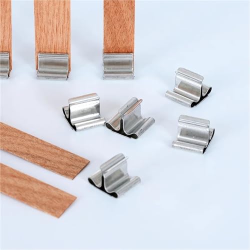 Mechas de madera para velas con base de clip 10pcs miniatura 3