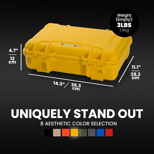 Image of NANUK 910 Empty Waterproof Hard Case - 14.3 inch x 11.1 inch x 4.7 inch, Protective Case for Gear - Impact-Resistant, Dustproof, Airline Carry-On Approved - Made in Canada, Yellow