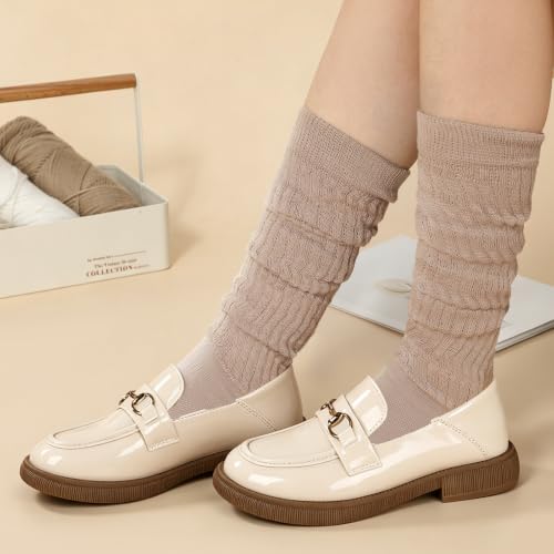 Image of Pleneal Slouchy Socks for Women Scrunch Sock Knit Chunky Crew Boot Socks