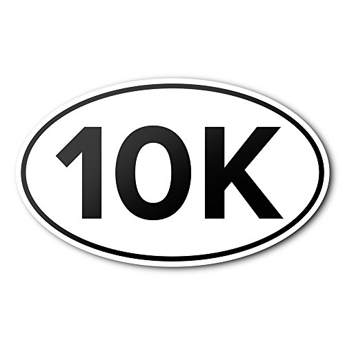 Meister 10K Anti-UV Vinyl Oval Car Bumper Sticker - Running & Races - White