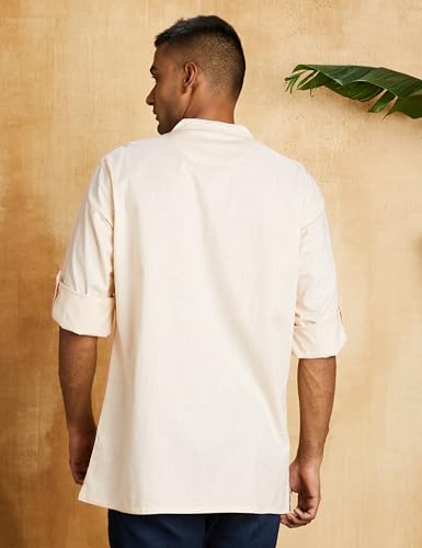 Image of Amazon Brand - Symbol Men's 100% Cotton Solid Short Length Casual Kurta - Regular Fit (Available in Plus Sizes)