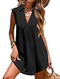 Halife Summer Beach Cover Ups for Women Sleeveless V Neck Beachwear Bikini Cover Ups Black Swim Cover Up Dress Vacation Outfits M
