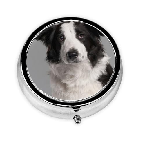 薬入れ ケース アニメ ミニボックス錠剤 薬箱 密閉 飴ケース ボーダーコリー犬 プリント 大容量 丸い サプリケース 薬整理ケース 旅行にやさしいピルボックス