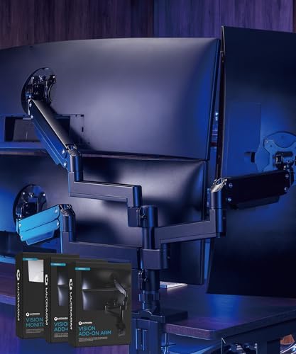 Image of ULTRARM Heavy Duty Triple Monitor Arm for Ultrawide Monitors up to 57 inch and 44 lbs, Dual Monitor Stand for Dual 49 inch Vertical Stacked Monitor Mount Height Adjustable - 100x100 VESA Mount, Black, MA20P-T