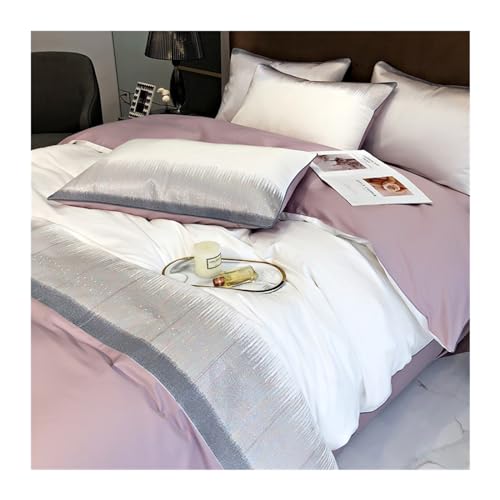 Housse de couette lit double avec parure de lit 4 pièces en coton