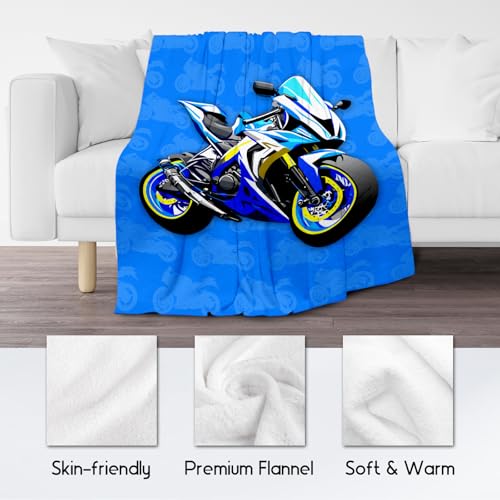 Kids Blanket for Boys, Cozy Soft Motorcycle Blanket Gifts for Kids, Cute Flannel Throw for Couch Office, 30x40 Inches