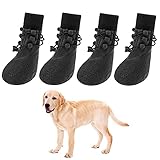 Anti-Slip Dog Boots 4 Packs - Adjustable Dog Socks with Shoelace, Waterproof Dog Sock Shoe for All...
