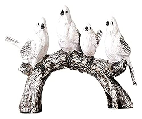 Statue vintage en résine peinte oiseau et arbre pour une décoration de table raffinée