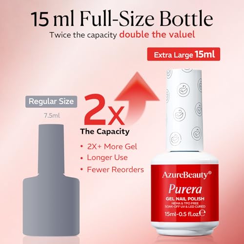 Image of AzureBeauty 15ml HEMA Free Red Purera Gel Nail Polish Set 6 Colors Ruby Burgundy Dark Cherry Red Cat Eye Magnetic Gel Polish Same Color Bottles Soak Off UV LED Nail Art Kit for DIY Home Manicure Salon