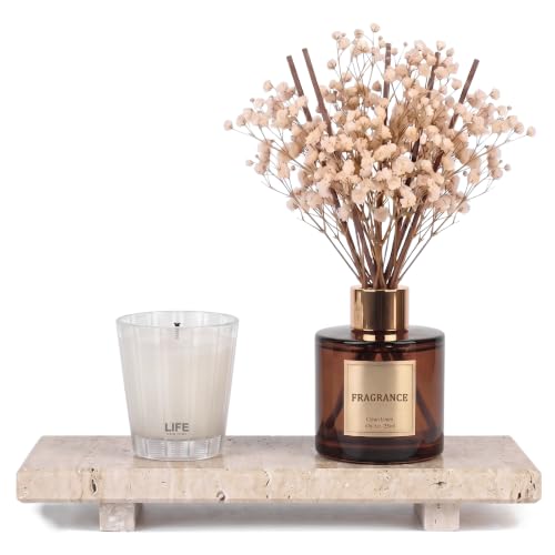 Natural Marble Tray Pedestal Stand, 8.6 X 4 Inch Hand-Polished Stone Riser