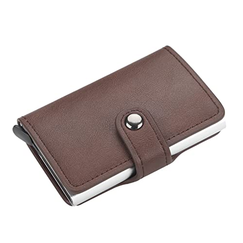 Business Card Holder Card Holder Automatic Wallet Aluminum Alloy Card Case Anti-Degaussing Anti-Theft RFID Aluminum Bank Credit Card(Coffee)