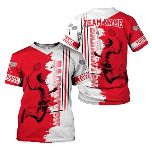 Custom Personalized Badminton 3D Shirt – Custom Name Badminton Jersey for Men, Badminton Sport T-Shirt (US, Alpha, Small, 5X-Large, Regular, Regular, TS8)