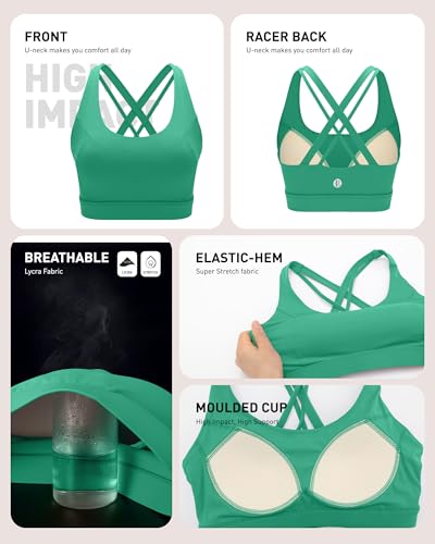 Image of RUNNING GIRL High Impact Sports Bra for Women,Criss-Cross Back Top with Moulded Cups Womens Sports Bra High Support