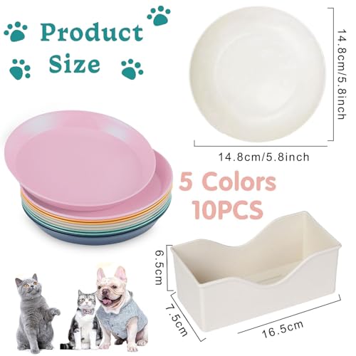 10 Stück Katzennapf,Katzenschüssel,Katzennapf Flach,Fressnapf Katze Futternapf,Runden Katzenteller,Fressnapf Katze,Bunt Katzenfutter Napfset,Cat Plate für Kätzchen und kurzbeinige Katzen – Bild 3