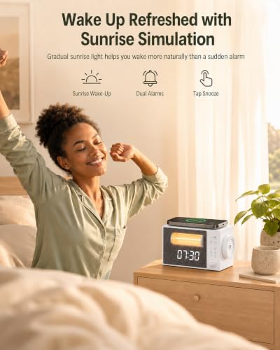 Sunrise Alarm Clock with Sound Machine Wake Up Light and Wireless Charger - image 3