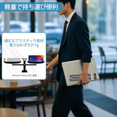 ノートパソコンスタンド PCスタンド 軽量 持ち運び パソコン台 卓上 8段高さ調整 ノートパソコン台 机上台 プラスチック製 pc 台 斜め 角度調整 ノートpc スタンド 折りたたみ ホワイト