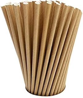 100 Kraft Biodegradable Paper Straws co-Friendly Biodegradable Drinking Straws Bulk for Party Supplies, Bridal/Baby Shower, Birthday, Mixed Drinks, Weddings, Restaurant, Food Service, Drink Stirrer