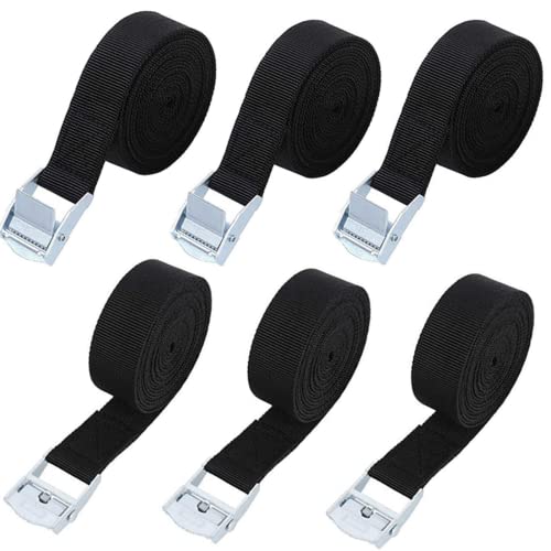 6PCS Sangle d'Arrimage, Sangle de Fixation, Sangle à Griffe, Charge maximale 200 kg, 2.5m*2.5cm Cover