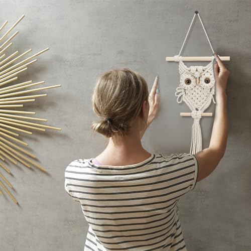ORIGACH Kit de tapeçaria para pendurar na parede, macramê, coruja, macramê, feito à mão, para pendur