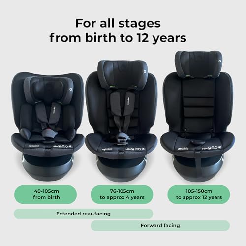 My Babiie MBCS200 360° Spin R129 Baby Car Seat – Top Tether, ISOFIX, Birth to 12yrs (40-150cm), i-Size, ERF, Group 0+/1/2/3, Rotating 360 Swivel - Black - Image 5