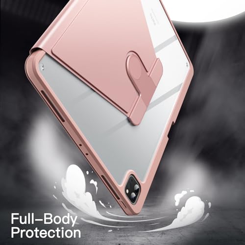 JETech Rotating Case for iPad Pro 12.9-Inch (2022/2021/2020/2018) with Pencil Holder, 360 Degree Rotation Protective Stand Cover Clear Back, Auto Wake/Sleep (Rose Gold) by JETech - Image 4