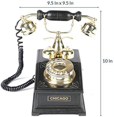 Wooden Brass Telephone – Handmade Vintage Style Working Rotary Dial Phone for Home Décor & Housewarming Gift