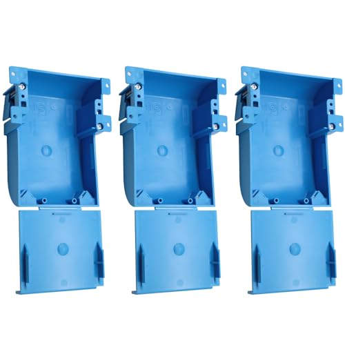 Image of Single Gang Shallow Switch and Outlet Box with Bracket, 18 cu in | Features Old Work; PVC; Thin Wall Box with Flip Cover; Blue(3 Pack).