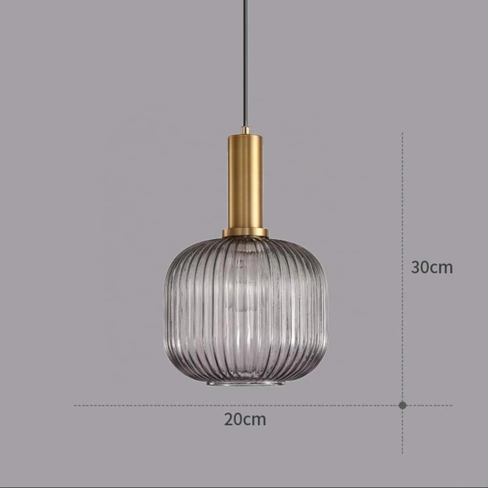 Lámpara colgante de vidrio,Lámpara colgante de vidrio Gris y enchufe dorado Lámpara de techo Candelabro