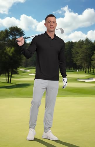 Askdeer Men's Golf Polo Shirts Long Sleeve UPF 50+ Performance Collar Shirts Lightweight Summer Casual Quick Dry Tee4