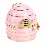 YUYTE Scatola per Gioielli Smaltata a Nido D'ape Scatola per Gingilli per Api per Ricordi di Api Mini Statua Alveare Vintage Segnaposto Coperchio a Cerniera Smalto Rosa (PINK)