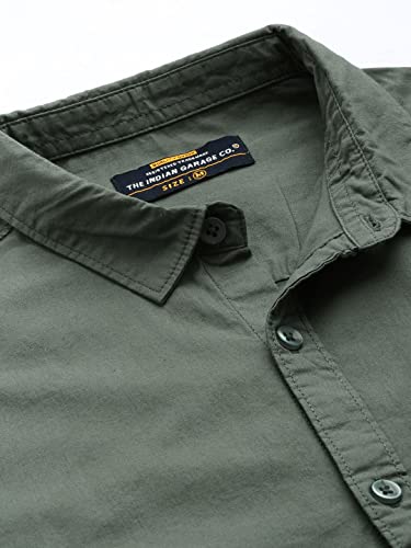 Image of The Indian Garage Co Men Slim Fit Solid Full Sleeves Cutaway Collar Casual Shirt