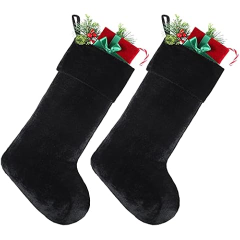 Juinipe Black Velvet Christmas Stockings Cover