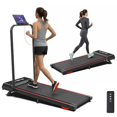 Tapis de Course Pliable 2.5HP, Tapis de Marche Silencieux 1–10 km/h, Inclinaison 5.2%, 120 kg Max, 4 Modes de Contrôle (Télécommande, App, Console, Magnétique), Largeur 50 cm, Compatible FitShow