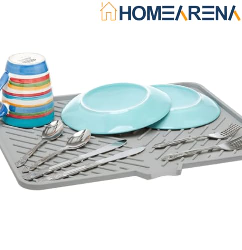 Image of Silicone Dish Drying Mat for Kitchen, Large 23 x 17 Inch Dish Drainer Mat, Waterproof Heat Resistant Non-Slip Silicone Mat for Sink & Counter, Utensil Dish Drying Mat